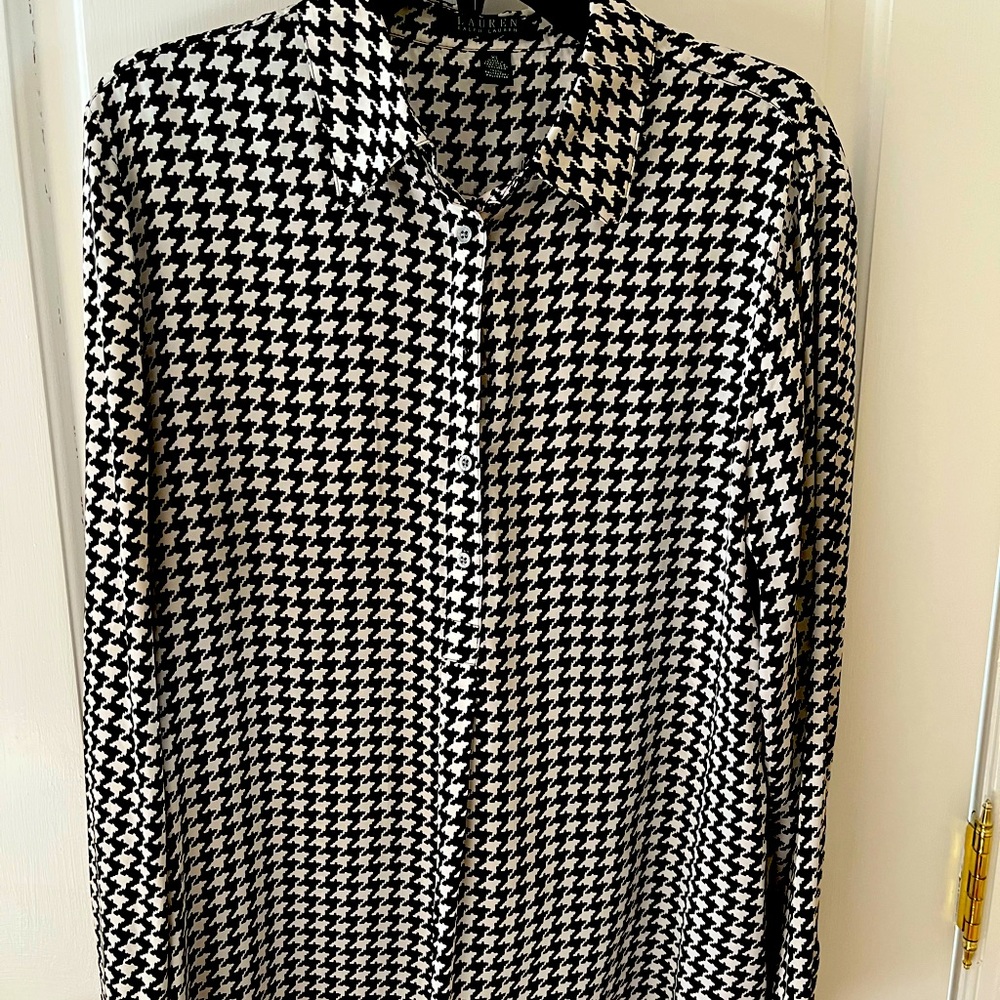 Black and cream houndstooth button down by Ralph Lauren